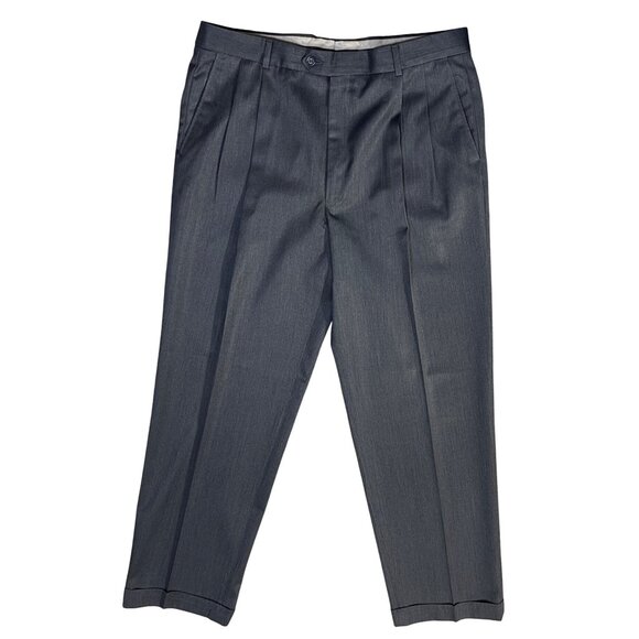 Lanificio Comero Wool Dress Pants Grey Size 36 Pleated Cuffed (READ) Slacks - Picture 1 of 5